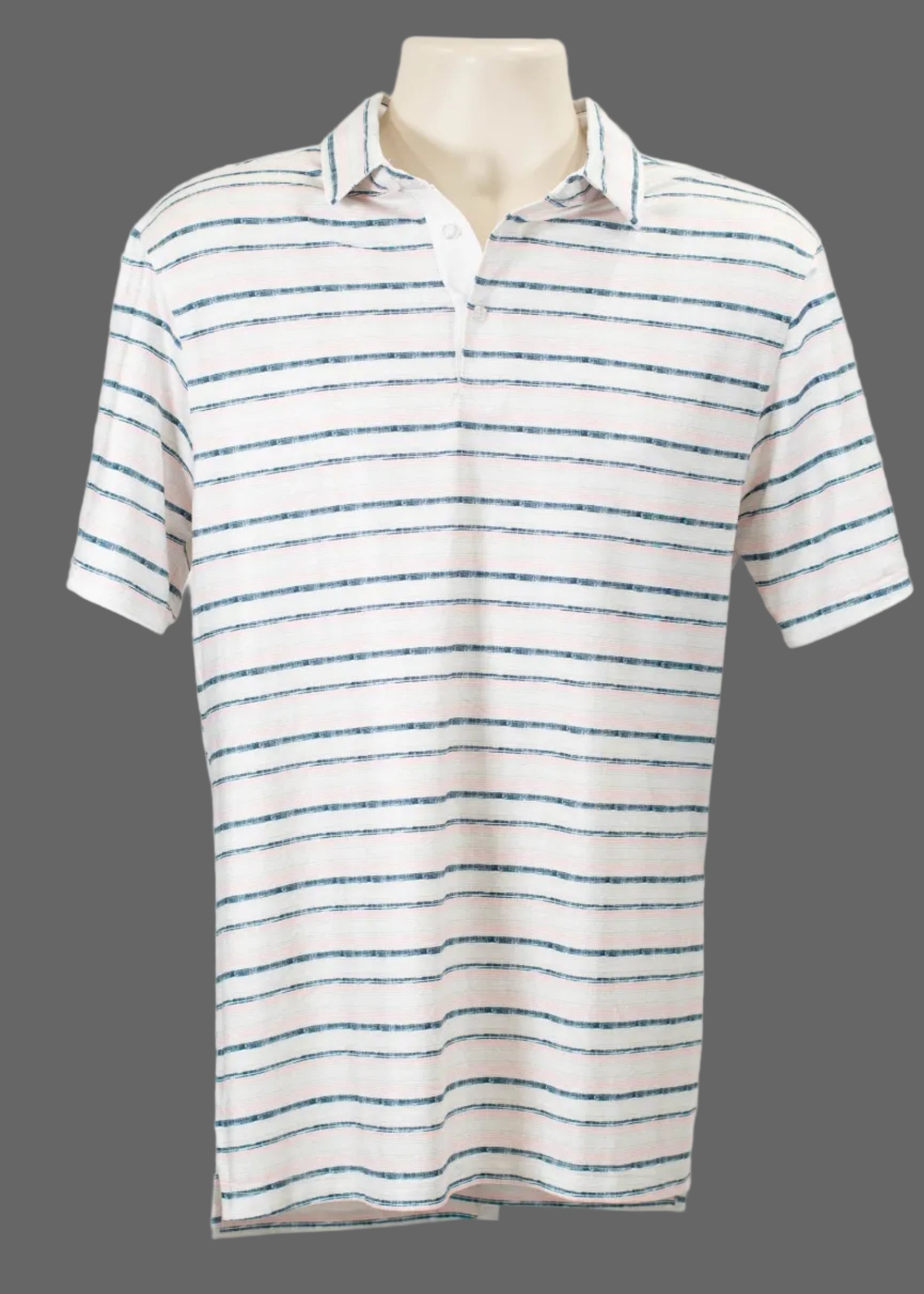 The Salmon Fairway Stripe Performance Jersey Polo